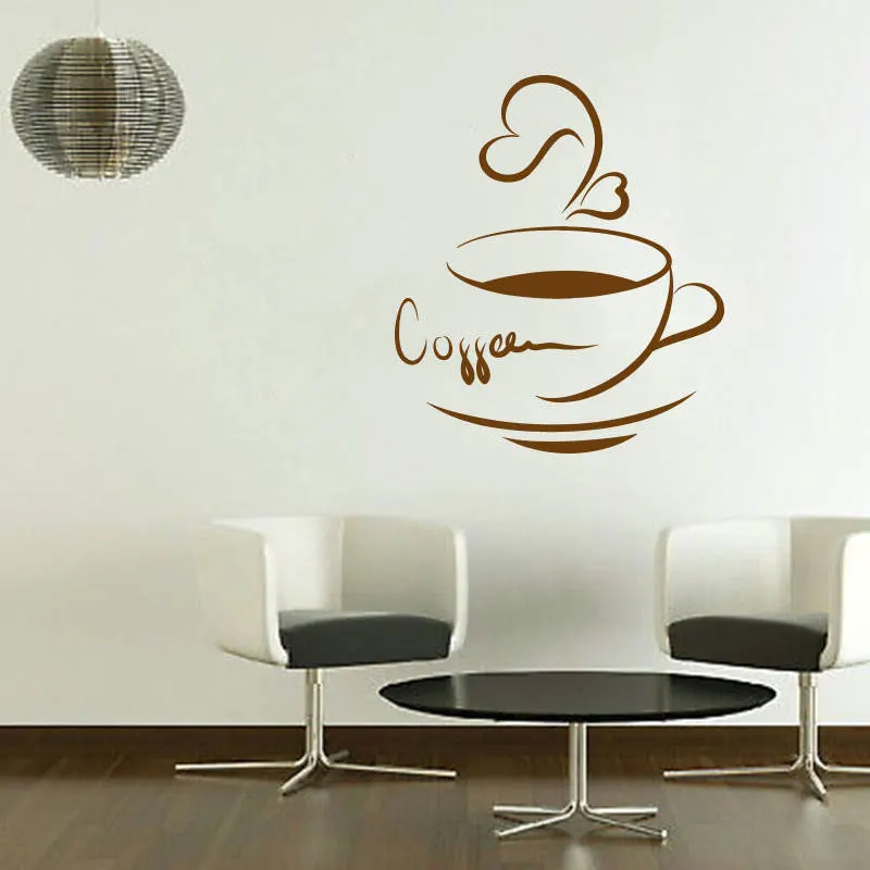 

Coffee Cup Beans Kitchen Cafeteria Cafe House Wall Sticker Vinyl Home Decor Decal Removable Mural Window Wallpaper 3309