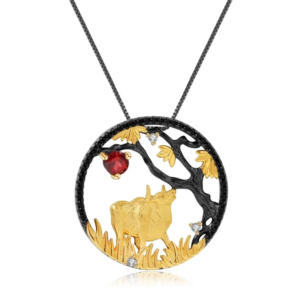 GEM'S BALLET Natural Red Garnet Handmade Creative Pendant Necklace 925 Sterling Silver Ox Patient Zodiac Jewelry For Women
GEM'S BALLET Natural Red Garnet Handmade Creative Pendant Necklace 925 Sterling Silver Ox Patient Zodiac Jewelry For Women