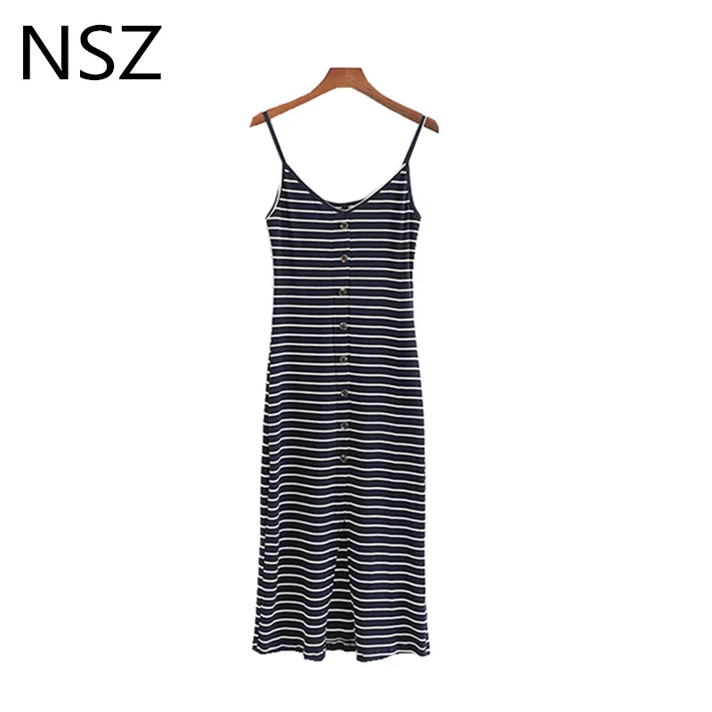 NSZ Women Cotton Striped Summer Bodycon Dress Sleeveless Deep V Neck Knit Spaghetti Strap Knee-Length Slit Dresses Vestidos
NSZ Women Cotton Striped Summer Bodycon Dress Sleeveless Deep V Neck Knit Spaghetti Strap Knee-Length Slit Dresses Vestidos