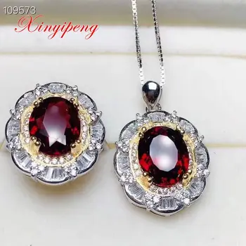 Xin yi peng 925 silver inlaid natural garnet ring pendant necklace jewelry set suit a woman
Xin yi peng 925 silver inlaid natural garnet ring pendant necklace jewelry set suit a woman