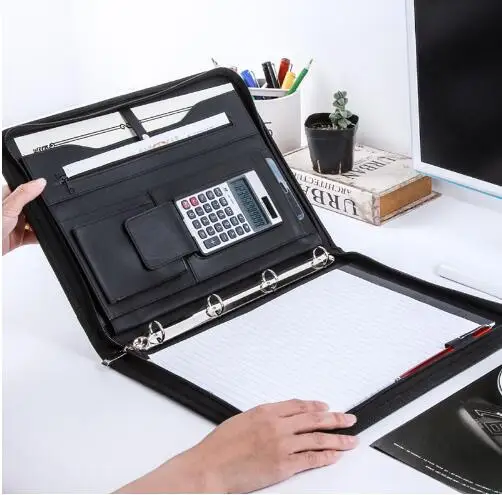 high-level PU leather file Folders Folder for A4 documents with zipper with ring binder for notebooks papers W006
high-level PU leather file Folders Folder for A4 documents with zipper with ring binder for notebooks papers W006