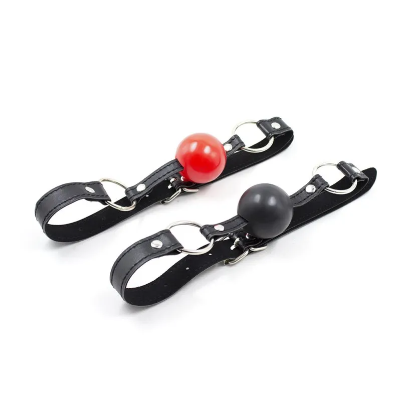 Lingerie Sex Leather Strap Sex Toys Fetish Bondage Open Mouth Silicone Ball Gag Breathable Red Black Ball Erotic Accessories