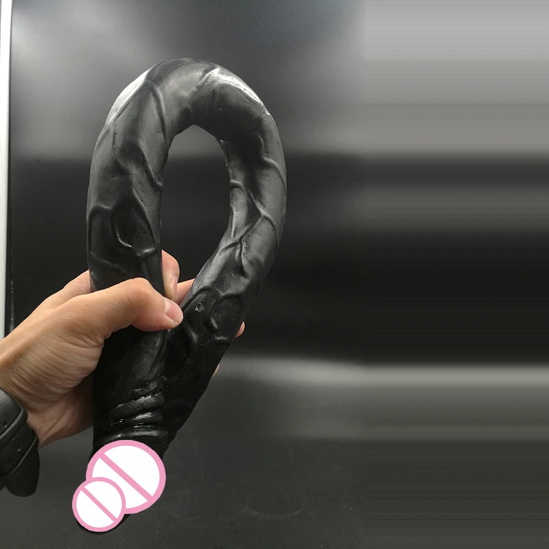 Sex Products black Flexible Big Double Dildo, Long soft Double Dildo Dong Penis , Lesbian Dual Penis, Double Penetration Dildos 3