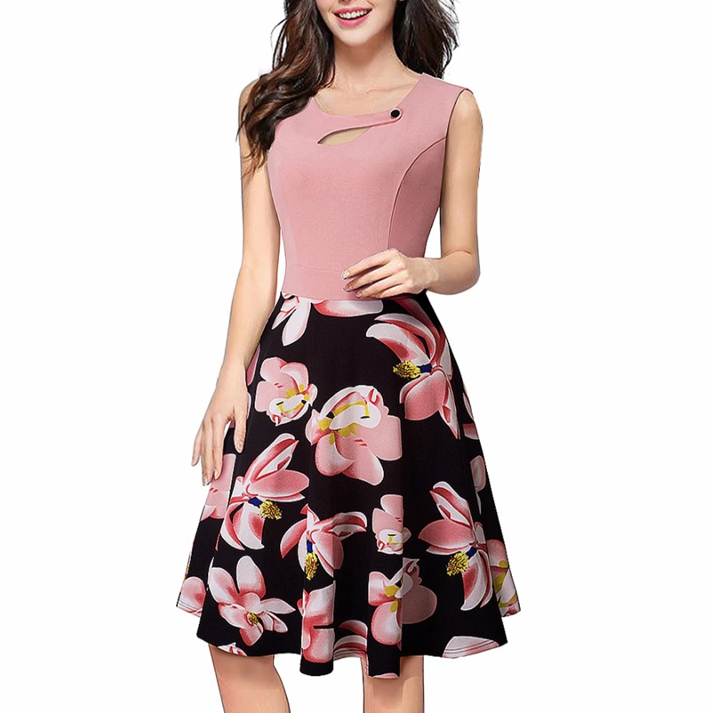 Women Elegant O-Neck Sleeveless Printed Summer Dress Casual Floral With Button A-line Dress Vestidos EA049
Women Elegant O-Neck Sleeveless Printed Summer Dress Casual Floral With Button A-line Dress Vestidos EA049