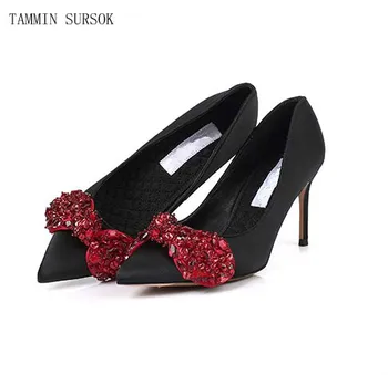 New Style Satin Fashion Blingbling Rhinestone Bow Pointed Toe Sexy Shallow Mouth Women High Heel Shoes Wedding Shoes
New Style Satin Fashion Blingbling Rhinestone Bow Pointed Toe Sexy Shallow Mouth Women High Heel Shoes Wedding Shoes