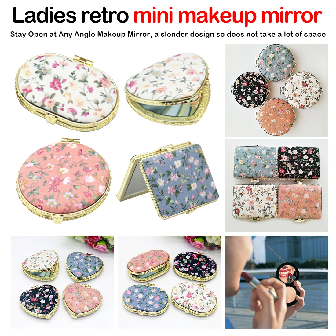Vintage Cosmetic Mirrors For Gift Mini Makeup Compact Pocket Floral Mirror Portable Two-side Folding Make Up Mirror Women
Vintage Cosmetic Mirrors For Gift Mini Makeup Compact Pocket Floral Mirror Portable Two-side Folding Make Up Mirror Women