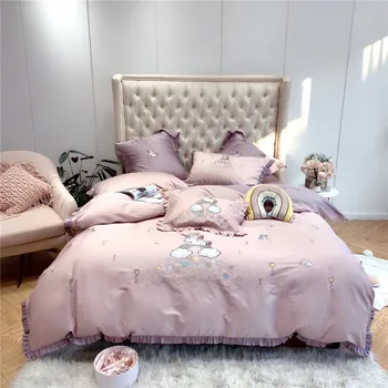 Pink Egyptian Cotton Cartoon Unicorn Embroidery Girl Bedding Set Ruffle Duvet Cover Bed sheet/Linen Pillowcases Gift For Child
Pink Egyptian Cotton Cartoon Unicorn Embroidery Girl Bedding Set Ruffle Duvet Cover Bed sheet/Linen Pillowcases Gift For Child