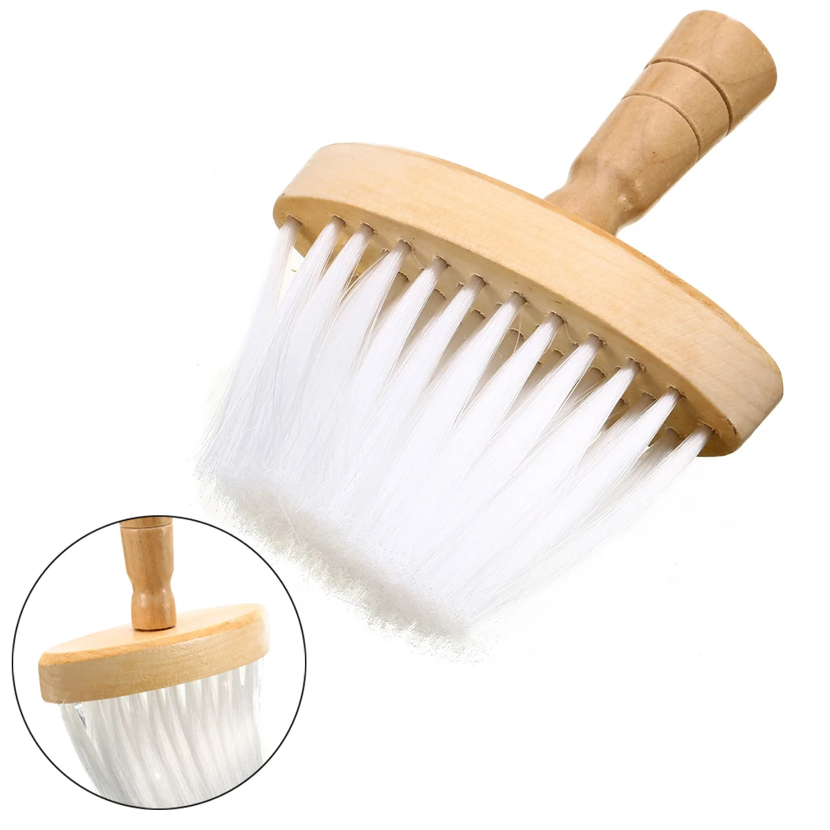 Mayitr 1pc Professional Neck Duster Wooden Handle Barber Wide Neck Duster Brush For Salon Hairdressing Hair Cutting Tool