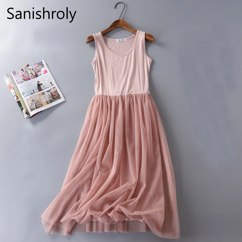Sanishroly 2019 Summer Women Long Tank Dress Modal Patchwork Mesh Dresses Female Spaghetti Strap Lace Dress Gauze Vestidos SE430
Sanishroly 2019 Summer Women Long Tank Dress Modal Patchwork Mesh Dresses Female Spaghetti Strap Lace Dress Gauze Vestidos SE430