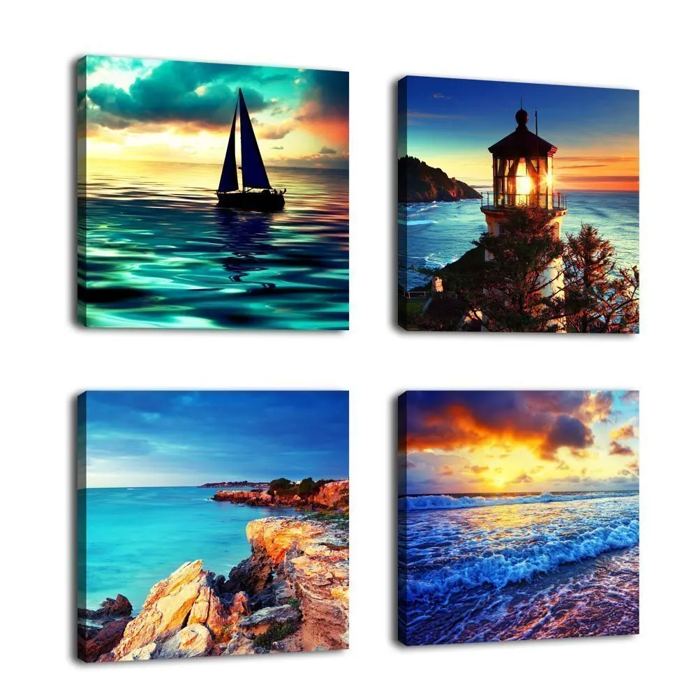 Canvas Posters Home Decor Wall Art Framework 4 Pieces Sunset Lighthouse Sea Waves Seascape Paintings Living Room Prints Pictures
Canvas Posters Home Decor Wall Art Framework 4 Pieces Sunset Lighthouse Sea Waves Seascape Paintings Living Room Prints Pictures