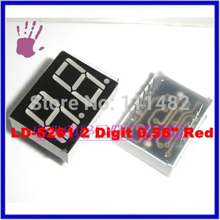 

10 PCS LD-5261 2 Digit 0.56" Red, 7 SEGMENT LED DISPLAY COMMON CATHODE