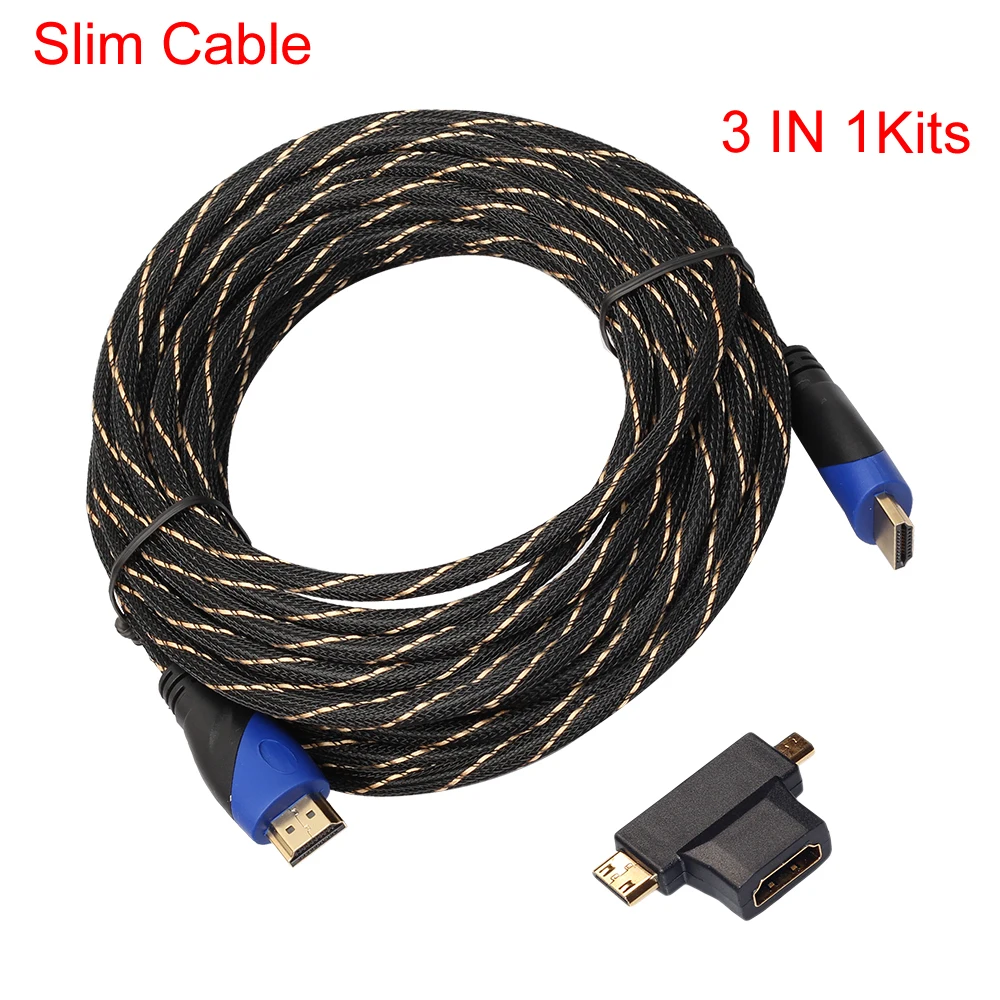 3 IN 1 HDMI Kits Nylon Mesh Braided Slim HDMI Cable V1.4+Micro&Mini HDMI Converter Adapter 1080P 3D 1m 1.8m 3m 5m 10m 15m
3 IN 1 HDMI Kits Nylon Mesh Braided Slim HDMI Cable V1.4+Micro&Mini HDMI Converter Adapter 1080P 3D 1m 1.8m 3m 5m 10m 15m