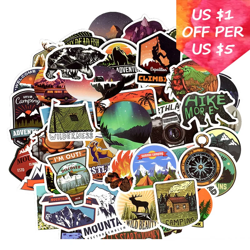 50Pcs Outdoor Camping Stickers For Suitcase Skateboard Motorcycle Bicycle Car Accessories Travel Adventure DIY Sticker Bomb
50Pcs Outdoor Camping Stickers For Suitcase Skateboard Motorcycle Bicycle Car Accessories Travel Adventure DIY Sticker Bomb