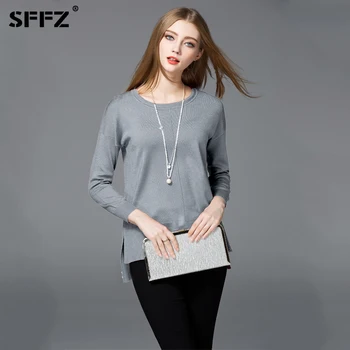 SFFZ New 2019 Solid Color Sweater for Women Casual O-Neck Sleeve Women's Sweaters Split Knitted Pullovers Grey Wool Basic Tops 
SFFZ New 2019 Solid Color Sweater for Women Casual O-Neck Sleeve Women's Sweaters Split Knitted Pullovers Grey Wool Basic Tops