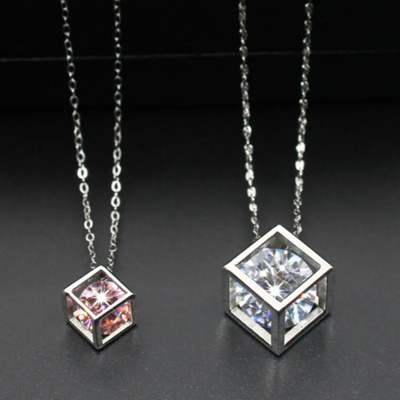 Stainless Steel Pendant Necklace Cube with White Pink Cubic Zircon Pendants for Women Fashion Jewelry 45cm Chain for Free
Stainless Steel Pendant Necklace Cube with White Pink Cubic Zircon Pendants for Women Fashion Jewelry 45cm Chain for Free