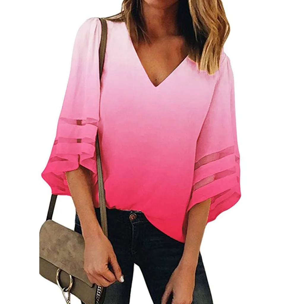 Harajuku Blouses Woman 2019 Women's V Neck Mesh Panel Blouse 3/4 Bell Sleeve Casual Loose Top Shirt chemisier femme vadim camisa
Harajuku Blouses Woman 2019 Women's V Neck Mesh Panel Blouse 3/4 Bell Sleeve Casual Loose Top Shirt chemisier femme vadim camisa
