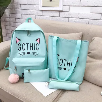 4pcs Women Cute Cartoon Cat Print Canvas Shoulder Bag Zipper Casual Tote Shopping Handbag Canvas Bag Suits
4pcs Women Cute Cartoon Cat Print Canvas Shoulder Bag Zipper Casual Tote Shopping Handbag Canvas Bag Suits
