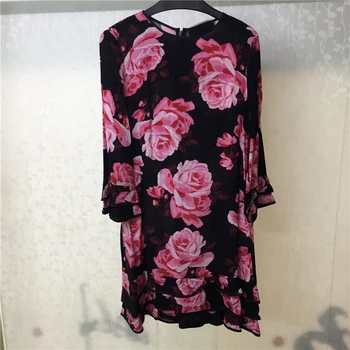 Rose Dress for Women Long Sleeve A-line O-neck Print Dress for lady 2018 New High Quality Silk Women Dress
Rose Dress for Women Long Sleeve A-line O-neck Print Dress for lady 2018 New High Quality Silk Women Dress