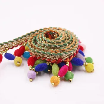 10 yards/lot Colorful Pompom Tassel Ribbon DIY Hand-made Clothes Bagds Curtains Accessories Vintage Ethnic Clothing Lace Trim
10 yards/lot Colorful Pompom Tassel Ribbon DIY Hand-made Clothes Bagds Curtains Accessories Vintage Ethnic Clothing Lace Trim