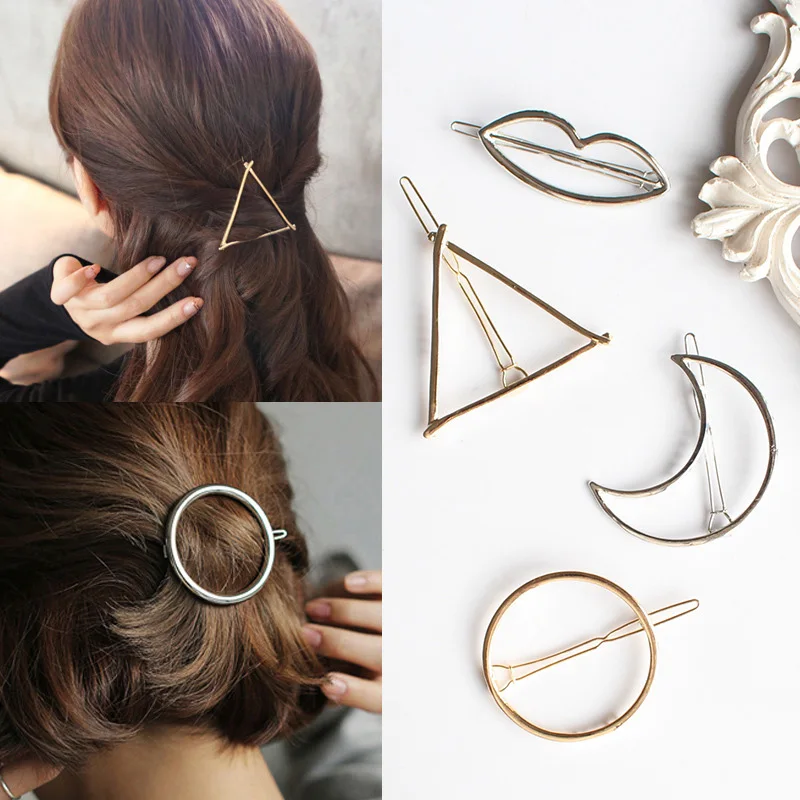 Fashion Woman Hair Accessories Triangle Hair Clip Pin Metal Geometric Alloy Hairband Moon Circle Hairgrip Barrette Girls Holder
Fashion Woman Hair Accessories Triangle Hair Clip Pin Metal Geometric Alloy Hairband Moon Circle Hairgrip Barrette Girls Holder
