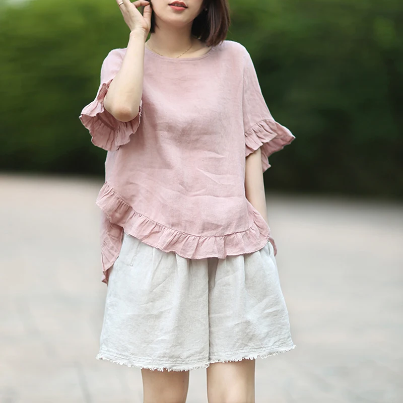 Johnature Women Vintage Solid T-Shirts Ruffles 2019 Summer New Cotton Linen Short Sleeve T-Shirts Sweet Style 4 Colors Tops
Johnature Women Vintage Solid T-Shirts Ruffles 2019 Summer New Cotton Linen Short Sleeve T-Shirts Sweet Style 4 Colors Tops