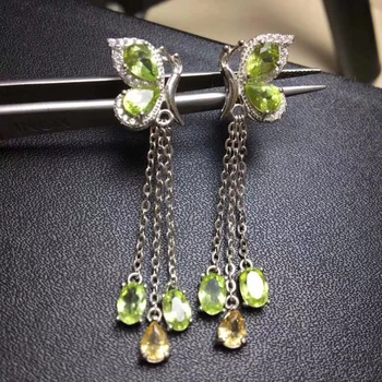 Luxurious Butterfly Tassels natural green peridot drop earrings Natural yellow crystal earrings 925 silver girl gift jewelry
Luxurious Butterfly Tassels natural green peridot drop earrings Natural yellow crystal earrings 925 silver girl gift jewelry