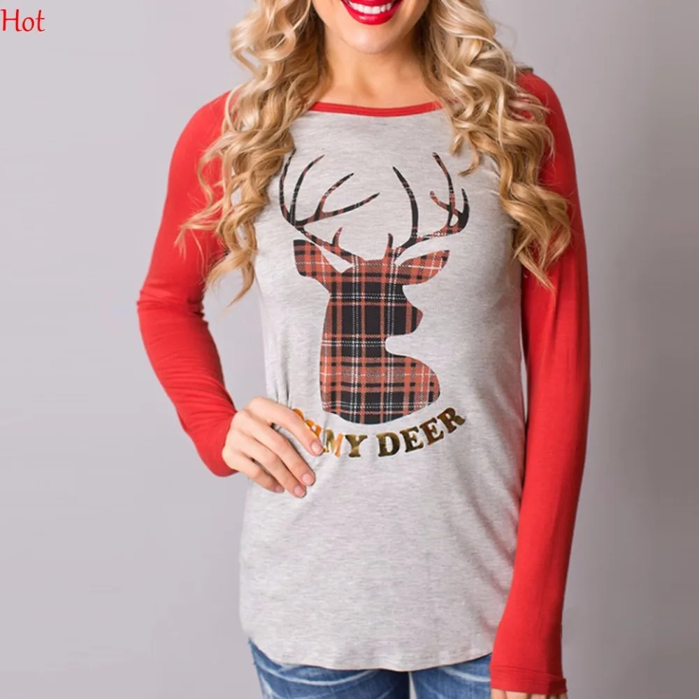 Women Christmas Deer Print T-shirts O-Neck Patchwork Raglan Long Sleeve Tshirts Ladies Clothing Slim Fit T-Shirt Tops SVH031512
Women Christmas Deer Print T-shirts O-Neck Patchwork Raglan Long Sleeve Tshirts Ladies Clothing Slim Fit T-Shirt Tops SVH031512