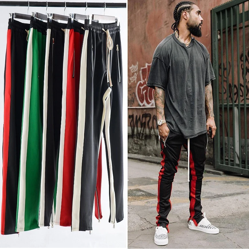 

2018 Side Zipper Decoration Sweatpants Man Hiphop Fashion Jogger Urban Clothing Jogger Justin Bieber Pants Black Red Green