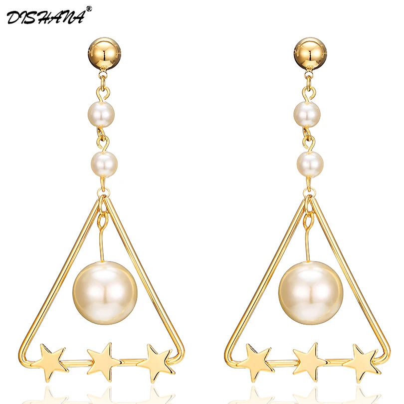 Gold-color Big Dangle Earring for Women Simulation Pearl Trendy Earing Fashion Jewelry Drop Earrings Long Star Jewellery Female
Gold-color Big Dangle Earring for Women Simulation Pearl Trendy Earing Fashion Jewelry Drop Earrings Long Star Jewellery Female