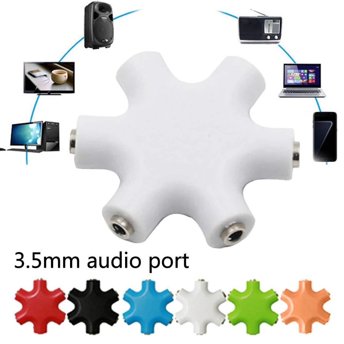 3.5mm Jack Earphone Audio Splitter 1 Male to 1 2 3 4 5 6 Female Cable 6 Way Multi Port Aux Music Sound Output Converter Cables
3.5mm Jack Earphone Audio Splitter 1 Male to 1 2 3 4 5 6 Female Cable 6 Way Multi Port Aux Music Sound Output Converter Cables