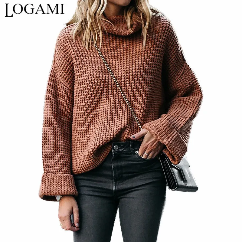 LOGAMI Womens Sweaters 2019 Winter Autumn Turtleneck Long Sleeve Thick Loose Pullover And Sweater Woman Tops
LOGAMI Womens Sweaters 2019 Winter Autumn Turtleneck Long Sleeve Thick Loose Pullover And Sweater Woman Tops