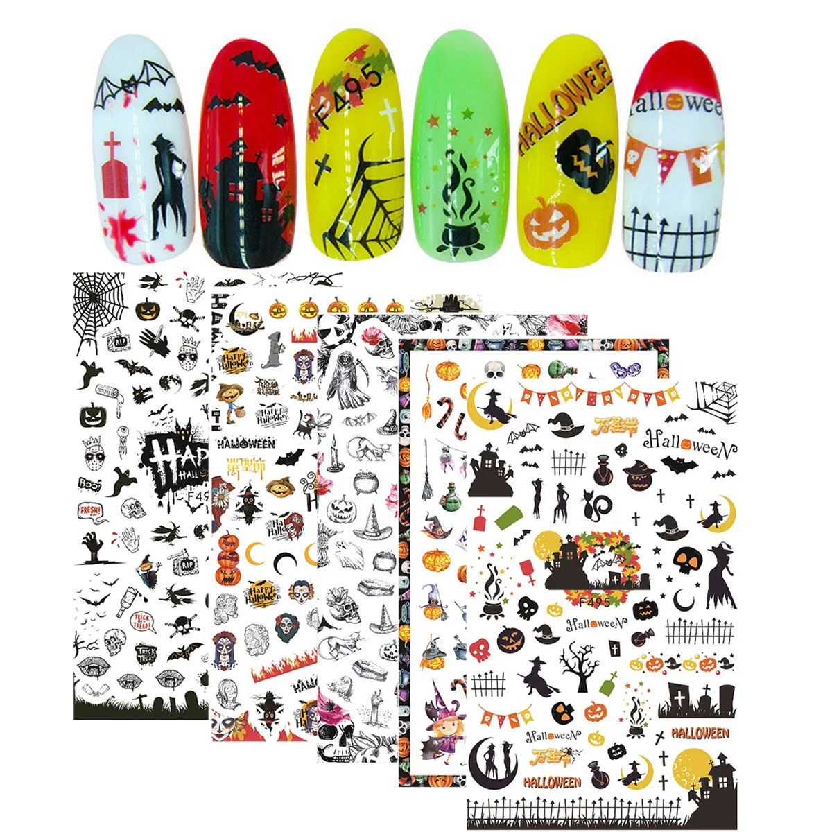 5Pcs Halloween Water Transfer Nail Art Decorations Sticker Decals Ghost Pumpkin Castle Adhesive Manicure Nails Supplies Tools
5Pcs Halloween Water Transfer Nail Art Decorations Sticker Decals Ghost Pumpkin Castle Adhesive Manicure Nails Supplies Tools
