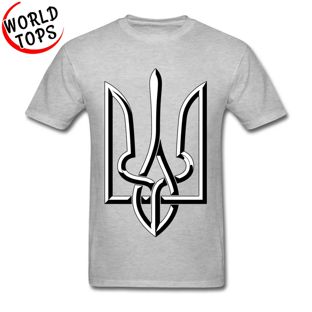 T Shirt Slim Fit T Shirt Summer Fall Hip Hop Casual Short Sleeve 100% Cotton O-Neck Men's T Shirt Casual Drop Shipping Woven Ukrainian trident in black and white grey