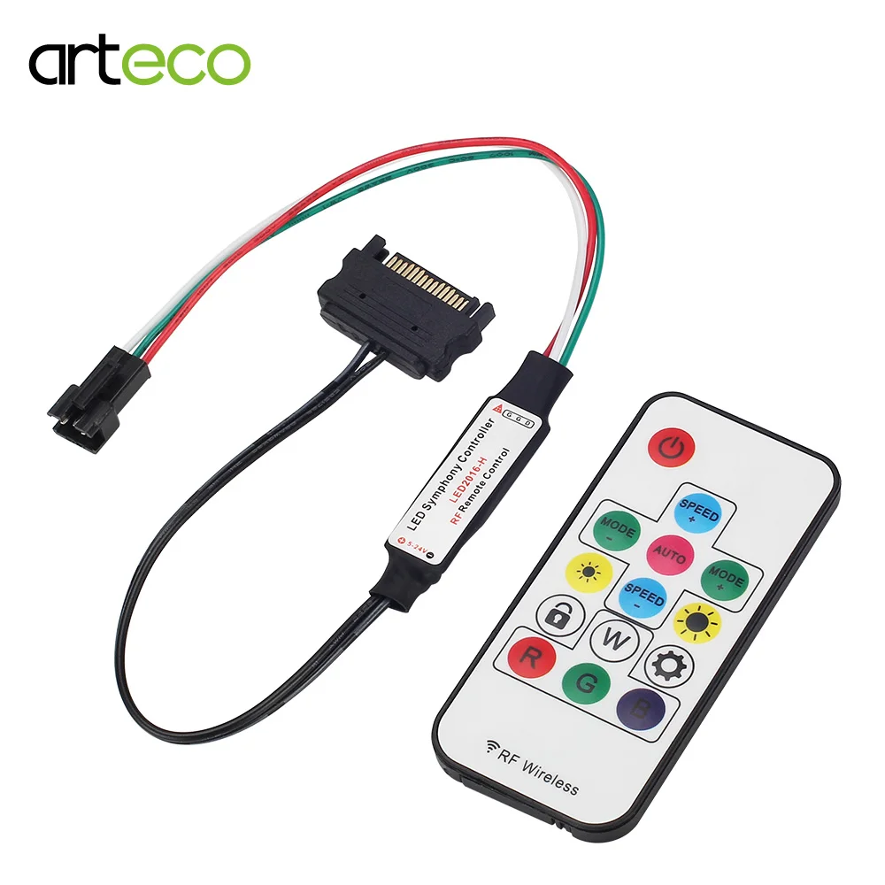 RF remote control DC5V 2812 WS2812 WS2812B RGB LED Strip Controller 14Key Wireless Remote with SATA Power Supply Interface | Освещение