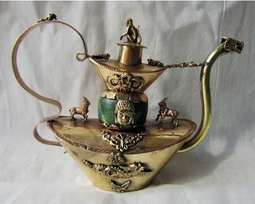 2pcs Ancient Chinese Qing Tibetan Silver Teapot Ceramic Flagon fast Shipping Garden Decoration 100% Tibetan silver Bronze
2pcs Ancient Chinese Qing Tibetan Silver Teapot Ceramic Flagon fast Shipping Garden Decoration 100% Tibetan silver Bronze