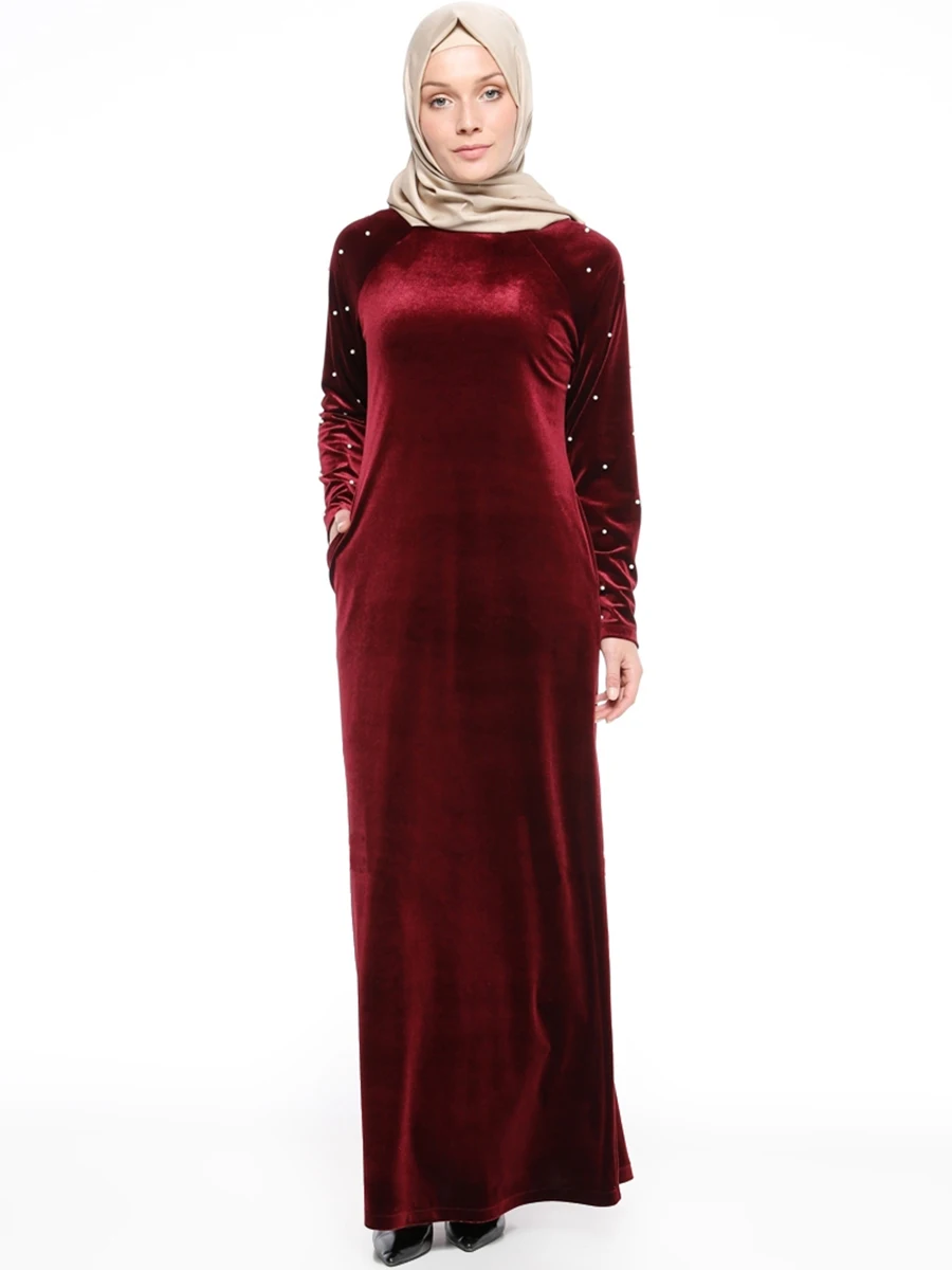 New Large Size Muslim Dress Solid Velvet Beading Casual Abaya Arab Garment Dubai Kaftan Muslim Women Long Maxi Dresses 085
New Large Size Muslim Dress Solid Velvet Beading Casual Abaya Arab Garment Dubai Kaftan Muslim Women Long Maxi Dresses 085