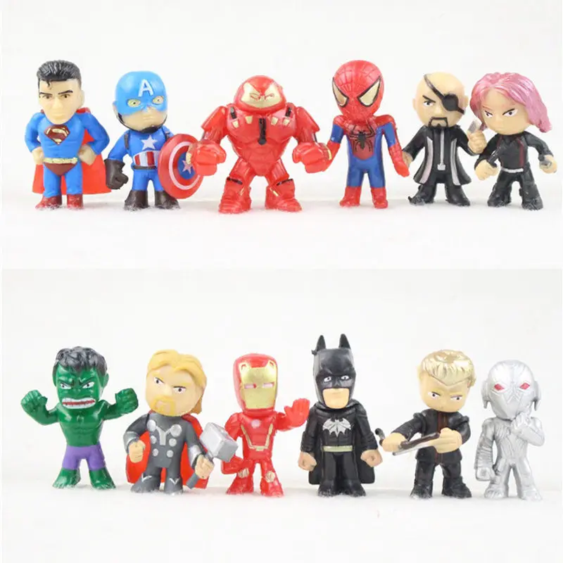 12pcs/lot The Avengers Miniatures Super Heroes Spiderman Action Figures Movie Toys Sets Anime Figures PVC Toys Collection Gifts
12pcs/lot The Avengers Miniatures Super Heroes Spiderman Action Figures Movie Toys Sets Anime Figures PVC Toys Collection Gifts