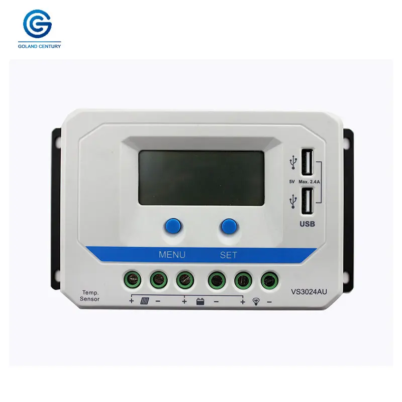 12V 24V Voltage Manual PWM 30A AMP Solar Panel Charge Regulator Smart Home Two USB Controller VS3024AU For Home Solar System
12V 24V Voltage Manual PWM 30A AMP Solar Panel Charge Regulator Smart Home Two USB Controller VS3024AU For Home Solar System