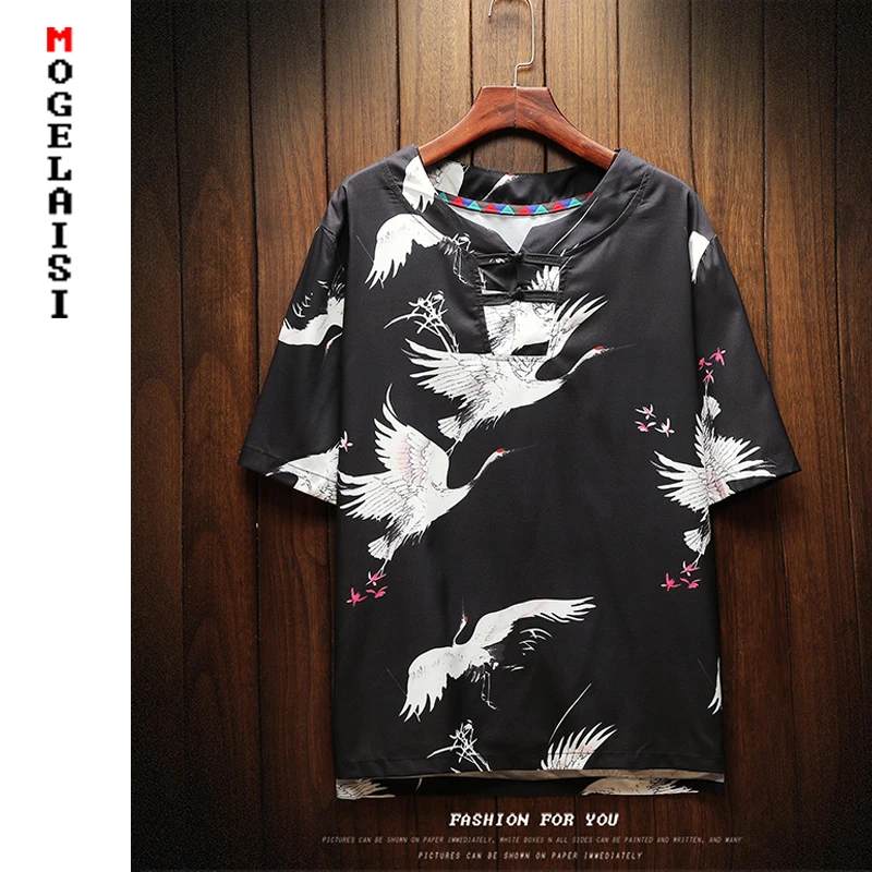 New summer t shirt men chinese style printing Flying crane short sleeve tops fashion Breathable Buckle black t shirt A036-TX09
New summer t shirt men chinese style printing Flying crane short sleeve tops fashion Breathable Buckle black t shirt A036-TX09