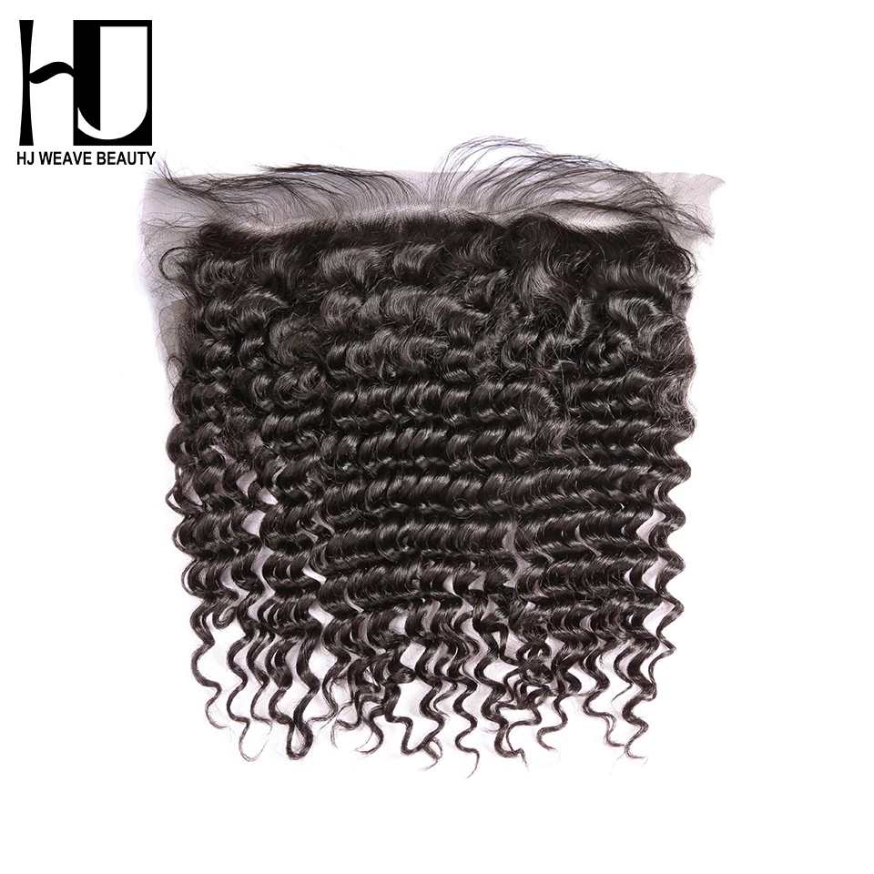 

HJ WEAVE BEAUTY Lace Frontal Brazilian Deep Wave Closure Remy Hair 13*4 Swiss Lace 100% Human Hair Free Shipping