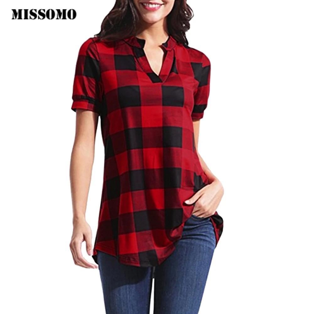 MISSOMO Clothes Women tshirt Casual Plaid Printed Short Sleeve V-Neck Irregular Hem T-Shirt women Tops plus size 5XL 625
MISSOMO Clothes Women tshirt Casual Plaid Printed Short Sleeve V-Neck Irregular Hem T-Shirt women Tops plus size 5XL 625