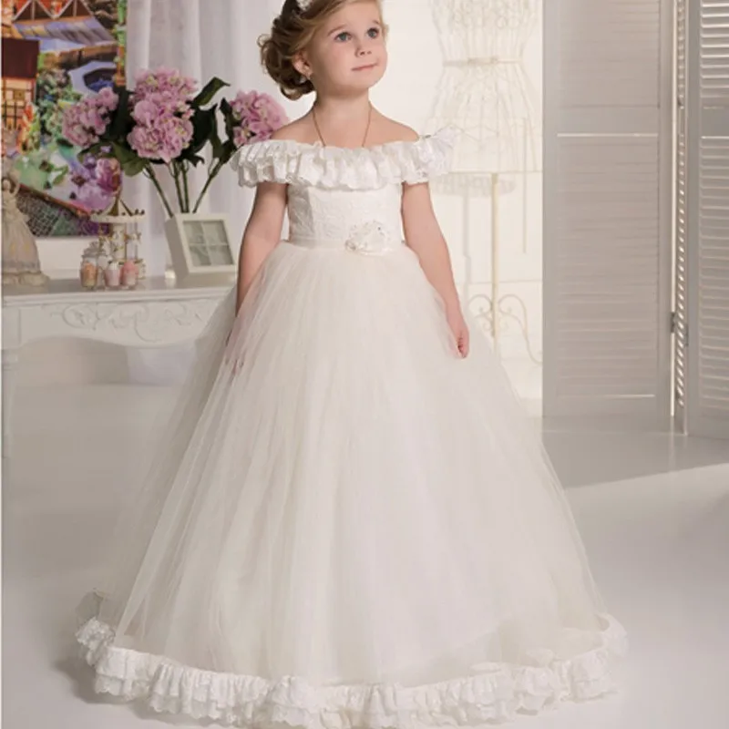 Pageant Gown Vestido Daminha Casamento Lovely ivory flower girl dresses off the shoulder lace first communion dresses for girls
Pageant Gown Vestido Daminha Casamento Lovely ivory flower girl dresses off the shoulder lace first communion dresses for girls