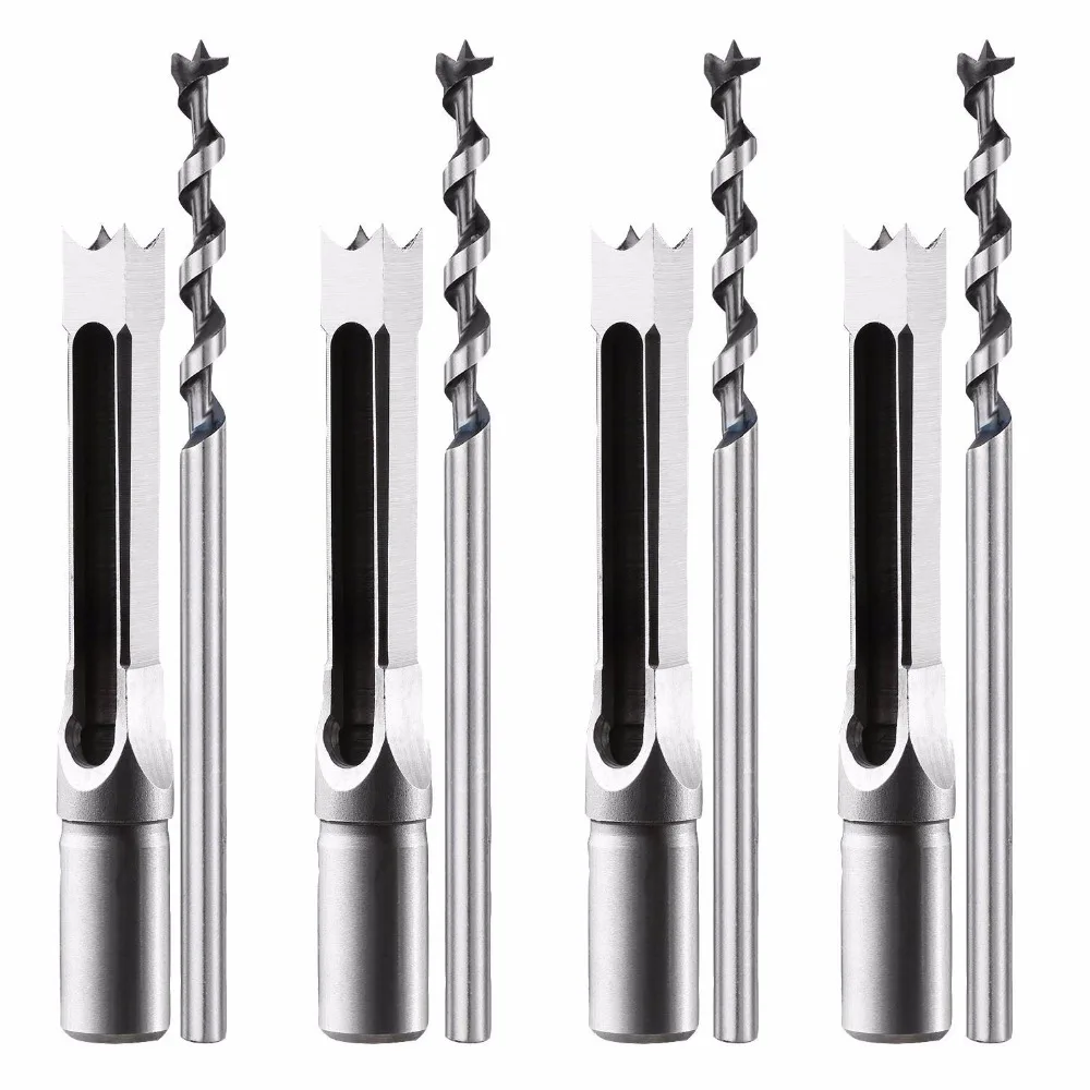 Square hole drill bit 1/4" 5/16" 3/8" 1/2" Wood Mortise Chisel & Bit Set with Twist Drill 
Square hole drill bit 1/4" 5/16" 3/8" 1/2" Wood Mortise Chisel & Bit Set with Twist Drill