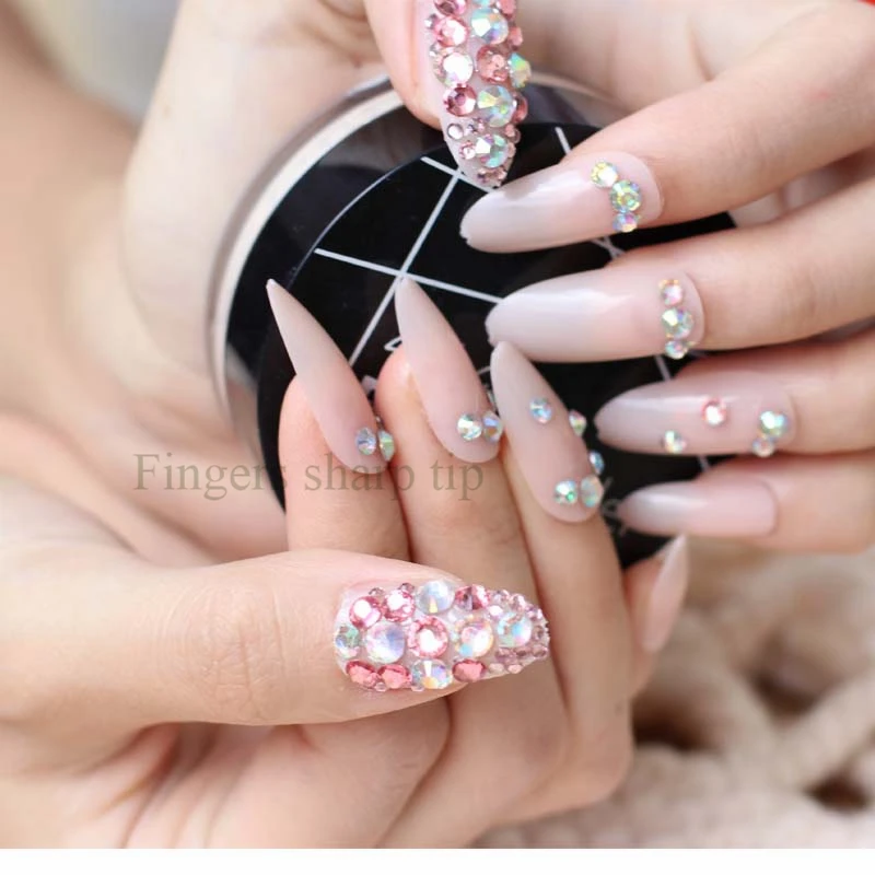 

24pcs Hot new design beautiful delicate long oval Hand made candy fake nails complexion W13