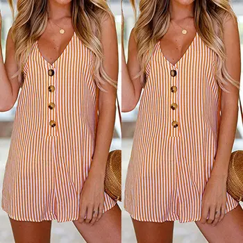 Rompers 2019 New Brand Sexy Womens Striped Mini Button Sleeveless V-Neck Jumpsuit Romper Party Short Playsuit
Rompers 2019 New Brand Sexy Womens Striped Mini Button Sleeveless V-Neck Jumpsuit Romper Party Short Playsuit