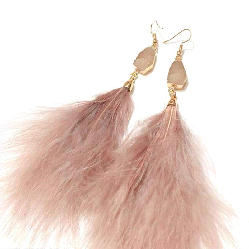 Feather Long Drop Holiday Beach Statement Earrings for Women Earrings Fashion Pink Quartz Stone Feather Tassel
Feather Long Drop Holiday Beach Statement Earrings for Women Earrings Fashion Pink Quartz Stone Feather Tassel