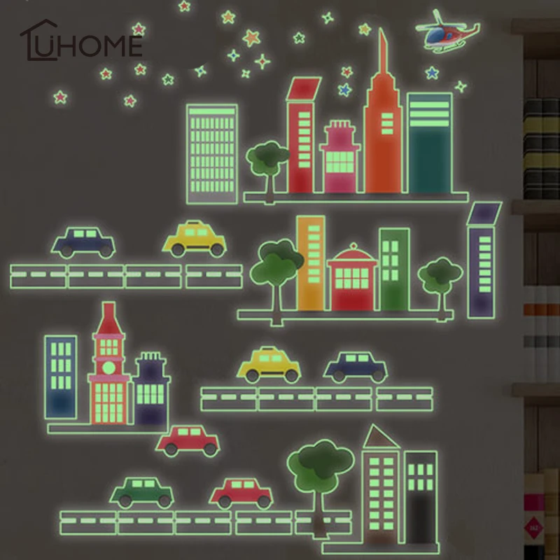 Cartoon City Building Set Glow In The Dark Luminous Wall Stickers for Kids Room Living Room Wall Decal Home Decoration Poster
Cartoon City Building Set Glow In The Dark Luminous Wall Stickers for Kids Room Living Room Wall Decal Home Decoration Poster
