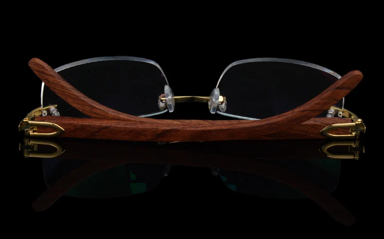 Rimless Wooden Gold Glasses Frame Men Light Weight Optical Rim