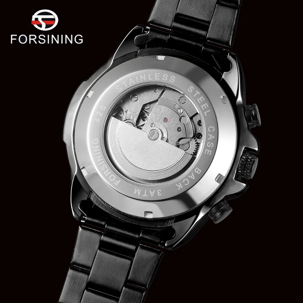 FORSINING Top Brand Luxury Mens Watches Calendar Display Black Stainless Steel Automatic Wristwatch Military Sports Male Clock (6)