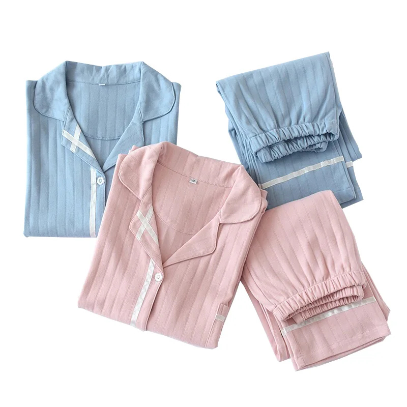 Women Comfort Full Cotton Pajamas Set Turn-down Collar+Pants Solid Color Simple Style Sleepwear Long Sleeve Homewear Casual Wear
Women Comfort Full Cotton Pajamas Set Turn-down Collar+Pants Solid Color Simple Style Sleepwear Long Sleeve Homewear Casual Wear
